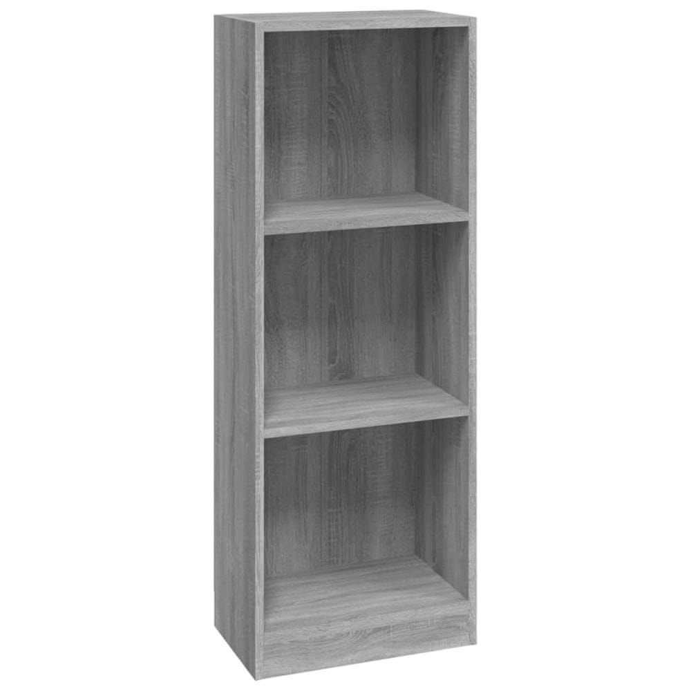 Vidaxl 3-poschodová knižnica sivá sonoma 40x24x109 cm spracované drevo